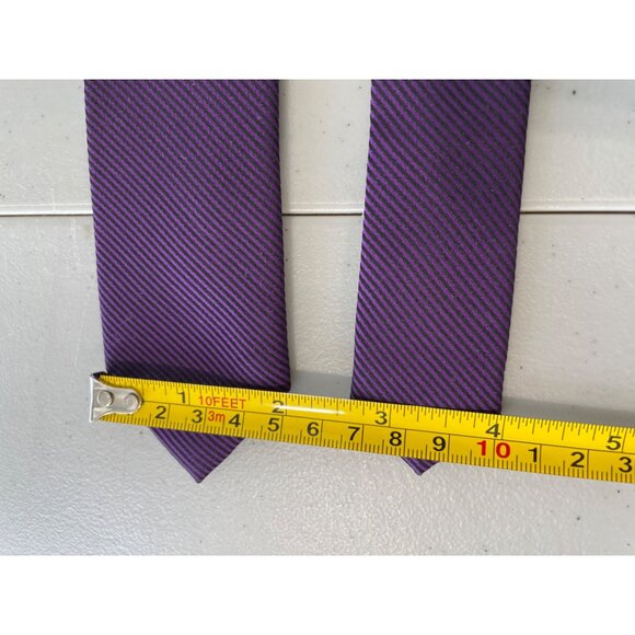 Express Silk Striped Necktie One Size Purple Black Career Formal Business Casual - Picture 5 of 6